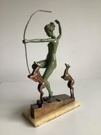 Prachtig art deco bronzen beeld Godin Diana, Ophalen of Verzenden, Brons
