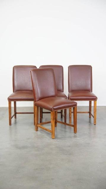 Set van 4 luxe eetkamerstoelen gemaakt van stevig leer beschikbaar voor biedingen
