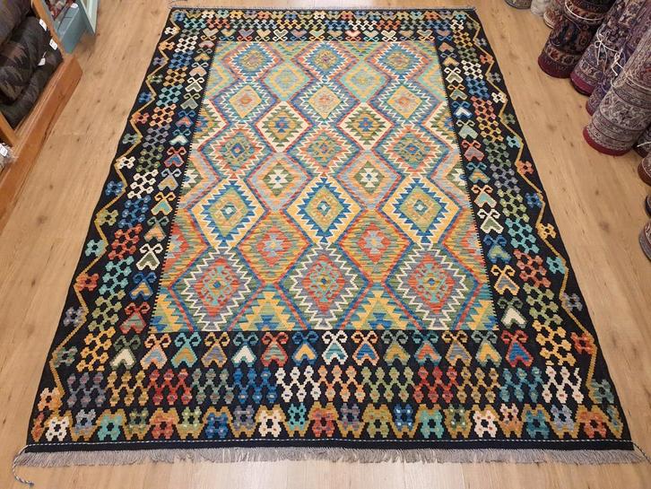 Handgeweven oosterse wollen kelim 291x211, Huis en Inrichting, Stoffering | Tapijten en Kleden, Nieuw, 200 cm of meer, 200 cm of meer