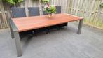 Tuintafel XL groot zwaar rvs meranti gaat een leven lang mee, Ophalen, Nieuw, Rechthoekig, Rvs