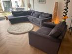 Antraciet hoekbank met lounge en love seat, Huis en Inrichting, Banken | Bankstellen, Ophalen, Hoekbank, Zo goed als nieuw, Stof