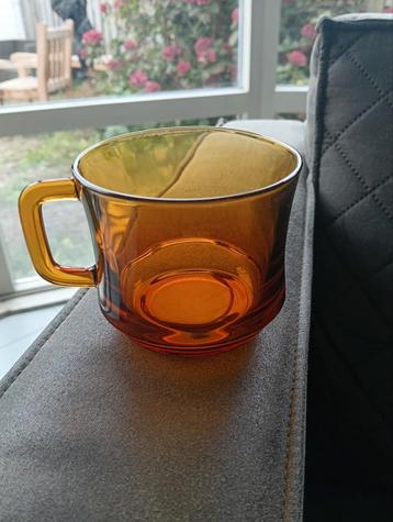 Vintage Franse  Duralex Amber Glazen Kopjes (8 stuks) beschikbaar voor biedingen