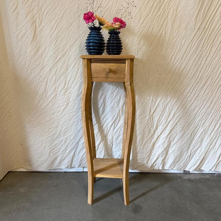 Bijzettafel - 28 x 28 cm - massief teakhout - Bij TTM Wonen, Huis en Inrichting, Tafels | Bijzettafels, Nieuw, Vierkant, 60 cm of meer