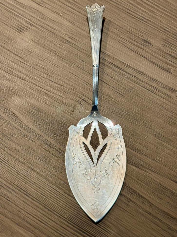 Jugendstil Taartschep van zilversmid J. Os 1852-1934, Antiek en Kunst, Antiek | Bestek, Verzenden
