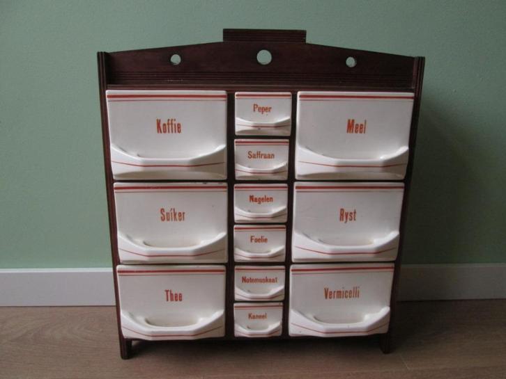 Houten Kruidenrek Keukenrek en Aardewerk Bakken Art Deco, Antiek en Kunst, Antiek | Keukenbenodigdheden, Ophalen