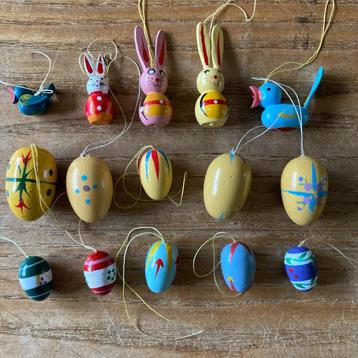 15 Vintage paashangers houten pasen hout hanger beschikbaar voor biedingen