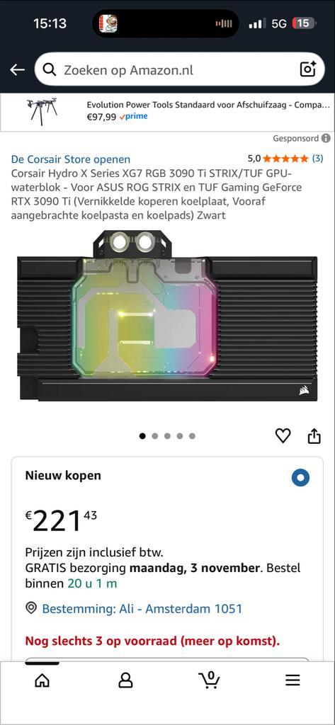 Corsair XG7 RGB 3090 Ti Waterblok STRIX/TUF, Computers en Software, Computerkoelers, Nieuw, Waterkoeling, Ophalen of Verzenden