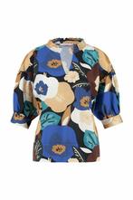 Studio anneloes july flower blouse L dark sahara / kobalt, Kleding | Dames, Studio anneloes, Maat 42/44 (L), Ophalen of Verzenden