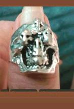 Ring doodshoofden maat 20, Sieraden, Tassen en Uiterlijk, Ringen, Verzenden, Nieuw, Zilver