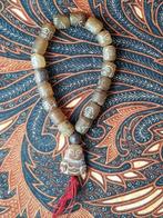 Antieke Oosterse gebedsketting van jade kralen en Boeddha., Ophalen of Verzenden