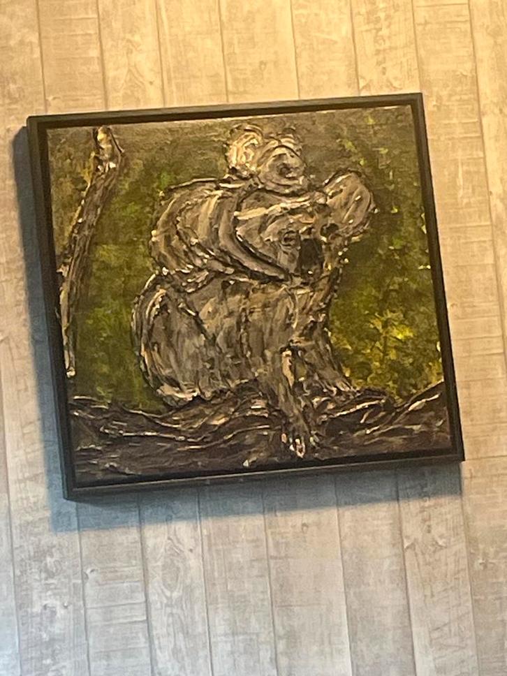 Koala Schilderij - Uniek Kunstwerk Ingelijst - Groene Achter, Antiek en Kunst, Kunst | Overige Kunst, Ophalen of Verzenden