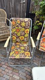 Jaren 60 retro vintage 2 tuinstoelen bloemenprint., Ophalen, Zo goed als nieuw