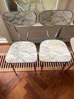 Set van 4 vintage Formica stoelen met marmeren print, Ophalen, Gebruikt, Overige kleuren, Vier