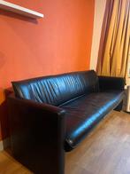 Leolux 3-zits bank - Tijdloze zwarte leren, Ophalen, Gebruikt, Minder dan 75 cm, 150 tot 200 cm