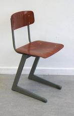 Vintage industriële schoolstoelen Eromes Marko stoel 1 van 4, Ophalen, Gebruikt, Bruin, Vintage industrieel schoolstoel retro