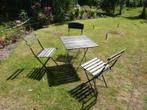 Metalen Tuinset met Hardhout, Tuin en Terras, Tuinsets en Loungesets, Ophalen, Gebruikt, Bijzettafel, Hardhout