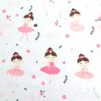 Promo! 6213) 140x50cm katoen ballerina en zwaan wit, Hobby en Vrije tijd, Stoffen en Lappen, 120 cm of meer, Wit, Nieuw, Ophalen of Verzenden