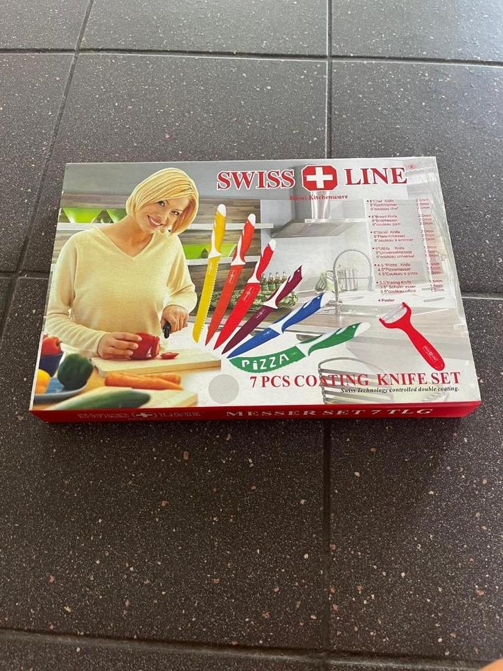 swiss line messenset, Huis en Inrichting, Keuken | Bestek, Gebruikt, Bestekset, Rvs of Chroom, Vaatwasserbestendig, Ophalen