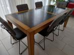 Eettafel met 6 stoelen en 2 kleine hoektafels, Huis en Inrichting, Tafels | Eettafels, 50 tot 100 cm, 150 tot 200 cm, Gebruikt