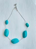 Ketting & Oorbellen Set met Turquoise Stenen, Sieraden, Tassen en Uiterlijk, Kettingen, Blauw, Ophalen of Verzenden, Zo goed als nieuw