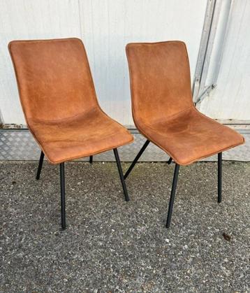 2 stuks stoelen microleder cognac horeca stoelen actie beschikbaar voor biedingen