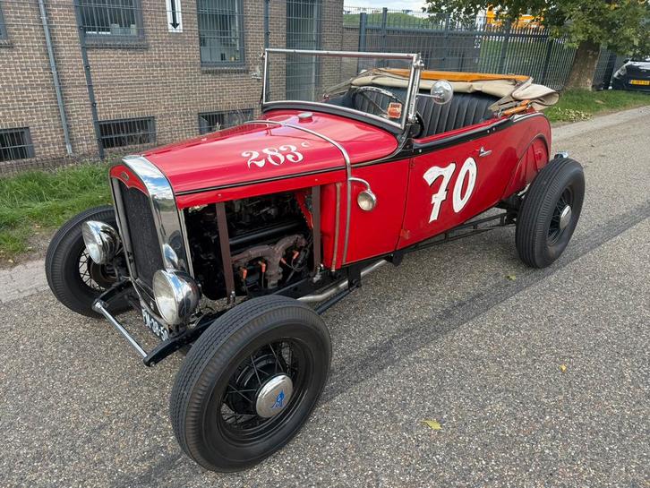 Ford model a roadster 1931 V8 Hotrod NL kenteken, Auto's, Oldtimers, Bedrijf, Ford USA, Benzine, Cabriolet, Handgeschakeld, Rood