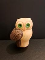 Aardewerk beeldje uil groene ogen, Ophalen of Verzenden, Gebruikt, Dier
