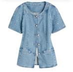 H&M denim blouse bling S, Ophalen of Verzenden, Zo goed als nieuw, Blauw