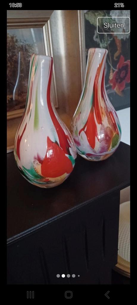 2 Vaasjes van FIDRIO HOLLAND., Huis en Inrichting, Woonaccessoires | Vazen, Zo goed als nieuw, Rood, Minder dan 50 cm, Aardewerk of Porselein