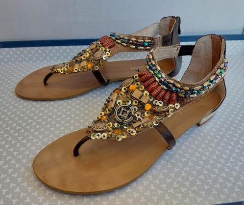Sandalen Supertrash, leer, maat 41, Kleding | Dames, Schoenen, Zo goed als nieuw, Sandalen of Muiltjes, Zwart, Ophalen of Verzenden