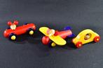 3 x houten speelgoed auto's en vliegtuig, Ophalen, Zo goed als nieuw, Overige typen