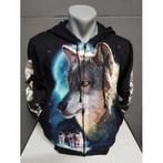 Zwart vest, wolf, wolven, wolve, wolves, printvest, Ophalen of Verzenden, Nieuw, Overige maten, Zwart