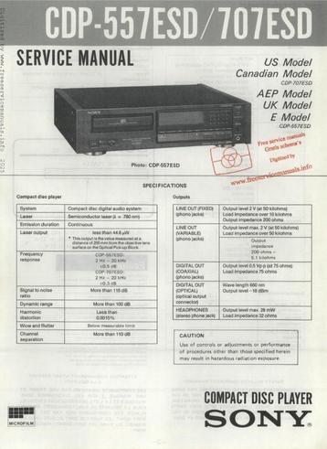   Sony, cdp-557esd originele service manual beschikbaar voor biedingen