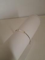 Gourmet zilveren enkelbandje met naamplaatje en hartje 16 cm, Ophalen of Verzenden, Nieuw, Zilver