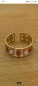 Vergulde Ring met Rode en Witte Stenen, Sieraden, Tassen en Uiterlijk, Ringen, Ophalen of Verzenden