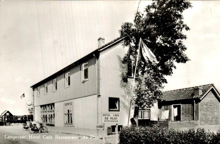 Langeraar - Hotel Cafe Restaurant de Plas, Verzamelen, Ansichtkaarten | Nederland, Ongelopen, Zuid-Holland, 1960 tot 1980, Ophalen of Verzenden