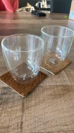 2.dubbelwandige koffie/thee glazen 6 vierkant oor glazen., Huis en Inrichting, Keuken | Servies, Glas of Glazen, Ophalen of Verzenden