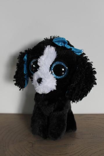 055 Ty Beanie Boo's zwart met witte hond Tracey, 15 cm