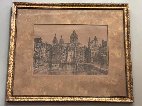Originele ets Marius Janssen – Amsterdam – gesigneerd, Antiek en Kunst, Kunst | Etsen en Gravures, Ophalen