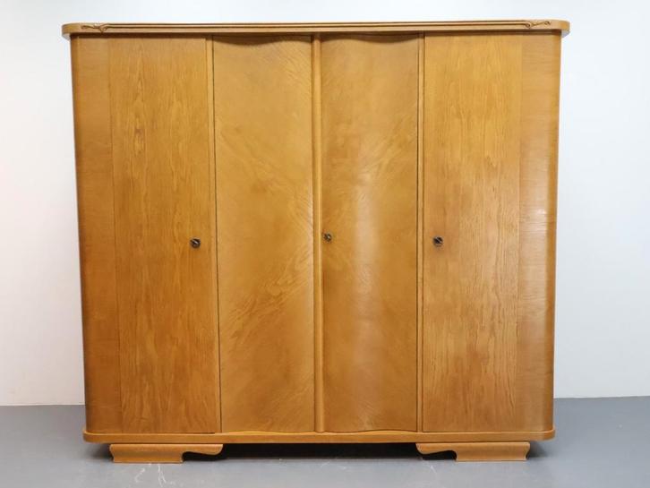 Vintage kledingkast | 4 deurs | eiken | Demontabel, Huis en Inrichting, Kasten | Kledingkasten, Gebruikt, 150 tot 200 cm, 150 tot 200 cm