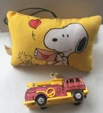 VINTAGE Snoopy - brandweerauto en kussentje, Gebruikt, Ophalen