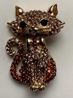 Grote kettinghanger Poes met kleurige Swarovski kristallen, Overige materialen, Verzenden, Nieuw, Oranje