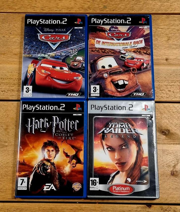 PS2 bundel – Lara Croft + Cars (2x) + Harry Potter, Spelcomputers en Games, Games | Sony PlayStation 2, Zo goed als nieuw, Avontuur en Actie