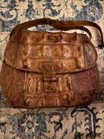 Vintage Bruine Handtas krokodillenleer, Sieraden, Tassen en Uiterlijk, Tassen | Damestassen, Ophalen, Gebruikt, Bruin