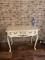 Vintage Console Tafel met Twee Lades, Gebruikt, 75 cm of meer, Rechthoekig, Hout