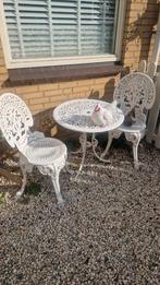 Zwaar gietijzeren bistro set wit, Ophalen of Verzenden, Zo goed als nieuw, Overige materialen, 2 zitplaatsen