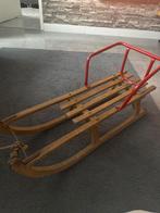 Houten slee met rode rugleuning - ca. 100 cm, Kinderen en Baby's, Speelgoed | Buiten | Sleeën, Ophalen of Verzenden, Rugleuning