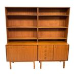 Vintage Wandmeubel Boekenkast Teak Jaren 70 Design, Gebruikt, Vintage, Met lade(s), 150 tot 200 cm