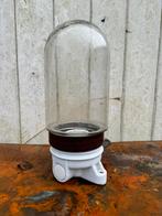 Vintage porseleinen stallamp met glazen kap, Antiek en Kunst, Curiosa en Brocante, Ophalen