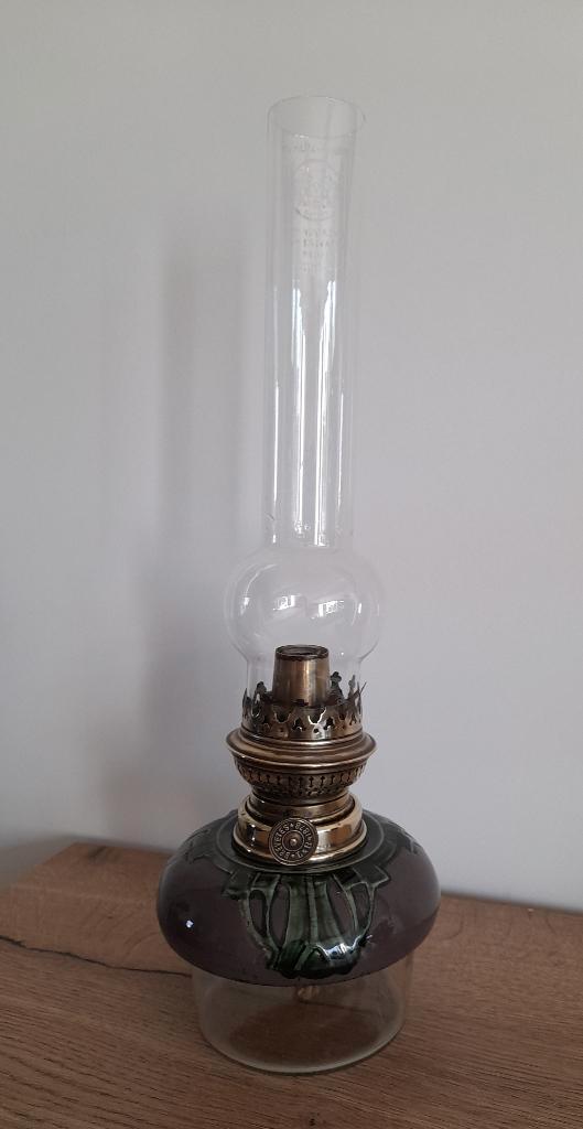 Antieke olielamp Brevetes L&B 41 cm hoog, Antiek en Kunst, Curiosa en Brocante, Ophalen of Verzenden